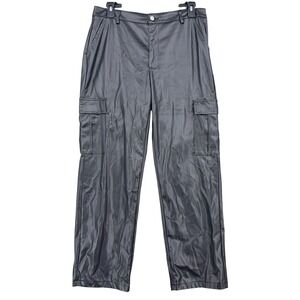 MYOURSA Cargo Pants Women XXL Faux Leather Black MY1202